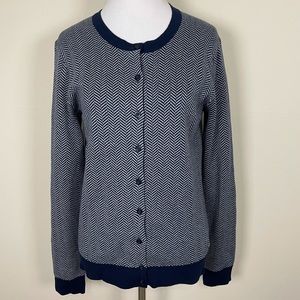 Tommy Hilfiger navy gray herringbone cardigan M